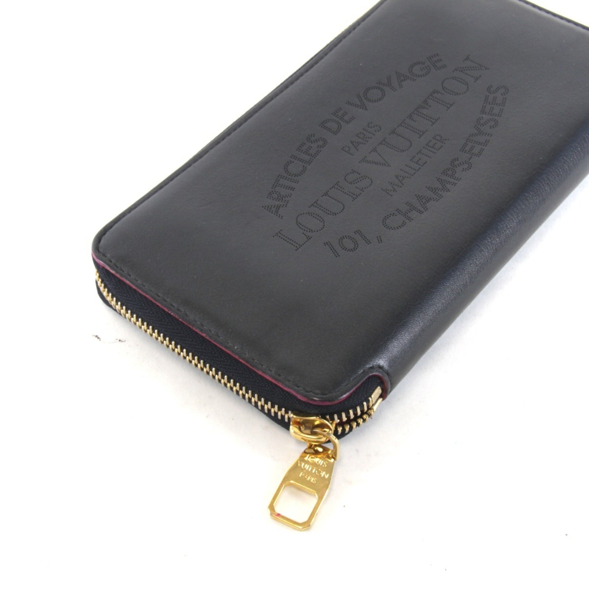 LOUIS VUITTON Louis Vuitton Portefeuille Iena Zippy Wallet M58281 Leather Black Women's