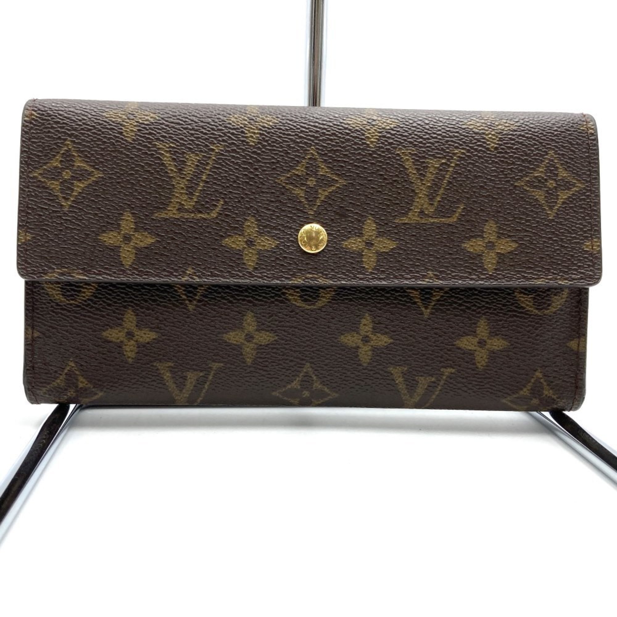 LOUIS VUITTON Louis Vuitton Long Wallet Tri-fold Monogram Canvas Brown M61202 Women's