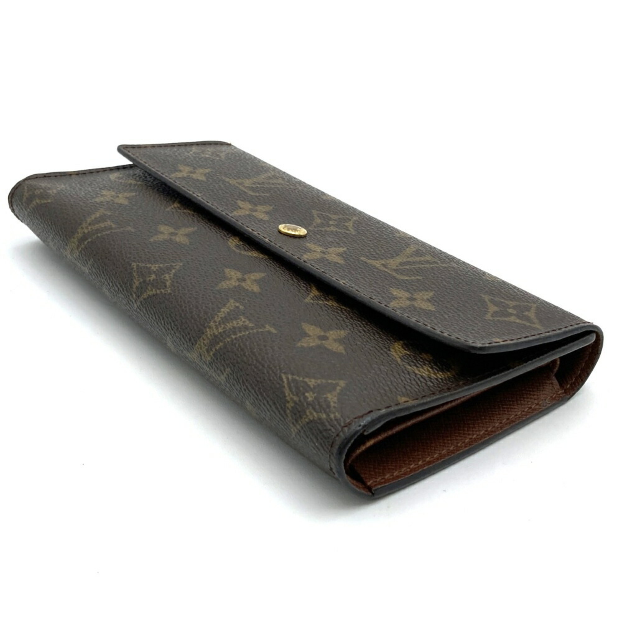 LOUIS VUITTON Louis Vuitton Long Wallet Tri-fold Monogram Canvas Brown M61202 Women's