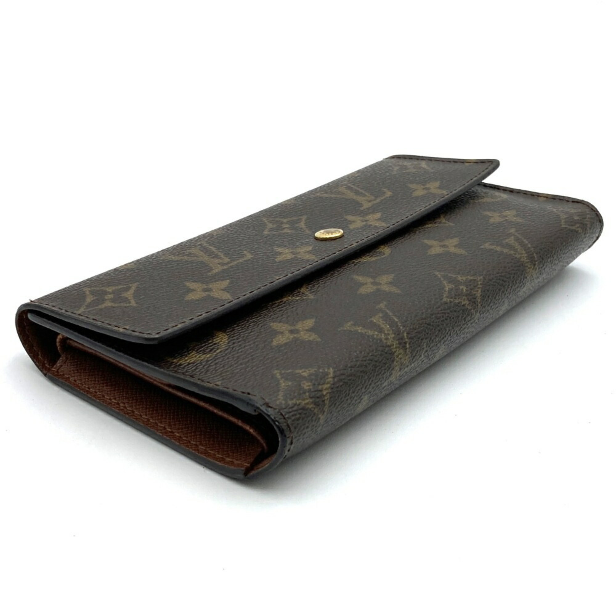 LOUIS VUITTON Louis Vuitton Long Wallet Tri-fold Monogram Canvas Brown M61202 Women's