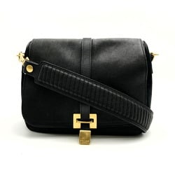 CELINE W-CE-0160 Shoulder Bag Leather Suede Black Women's