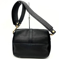 CELINE W-CE-0160 Shoulder Bag Leather Suede Black Women's