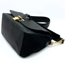 CELINE W-CE-0160 Shoulder Bag Leather Suede Black Women's