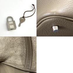 HERMES Picotin Lock MM Handbag Taurillon Clemence Refined Etoupe Greige Beige Women's