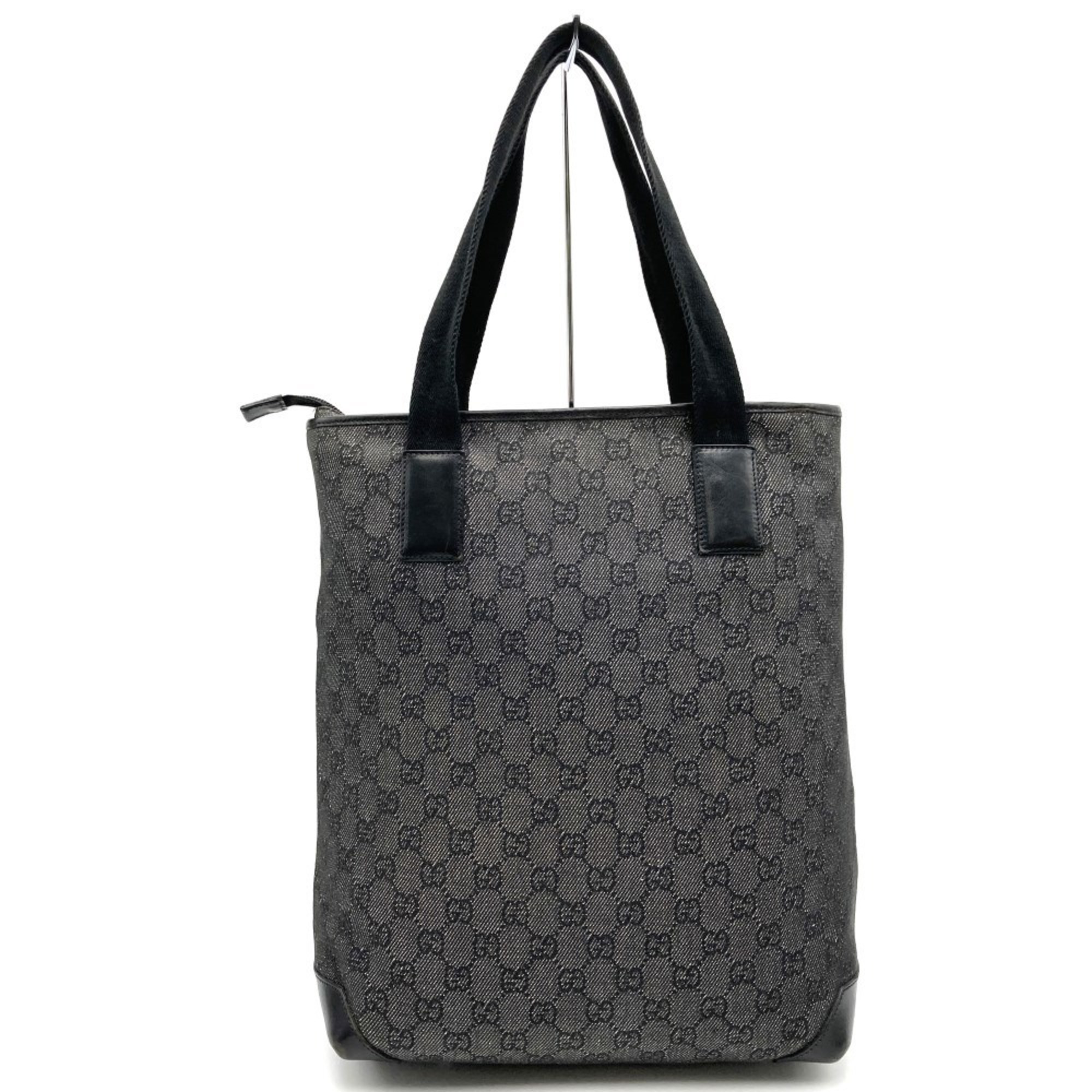 GUCCI Gucci Denim Tote Bag Handbag Leather Black 28892 Men's Women's