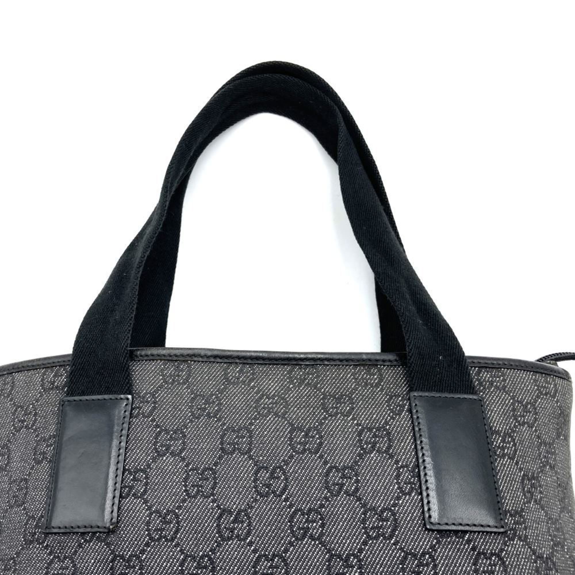 GUCCI Gucci Denim Tote Bag Handbag Leather Black 28892 Men's Women's