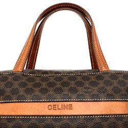 CELINE Macadam Stripe Handbag Brown MC96 Women's