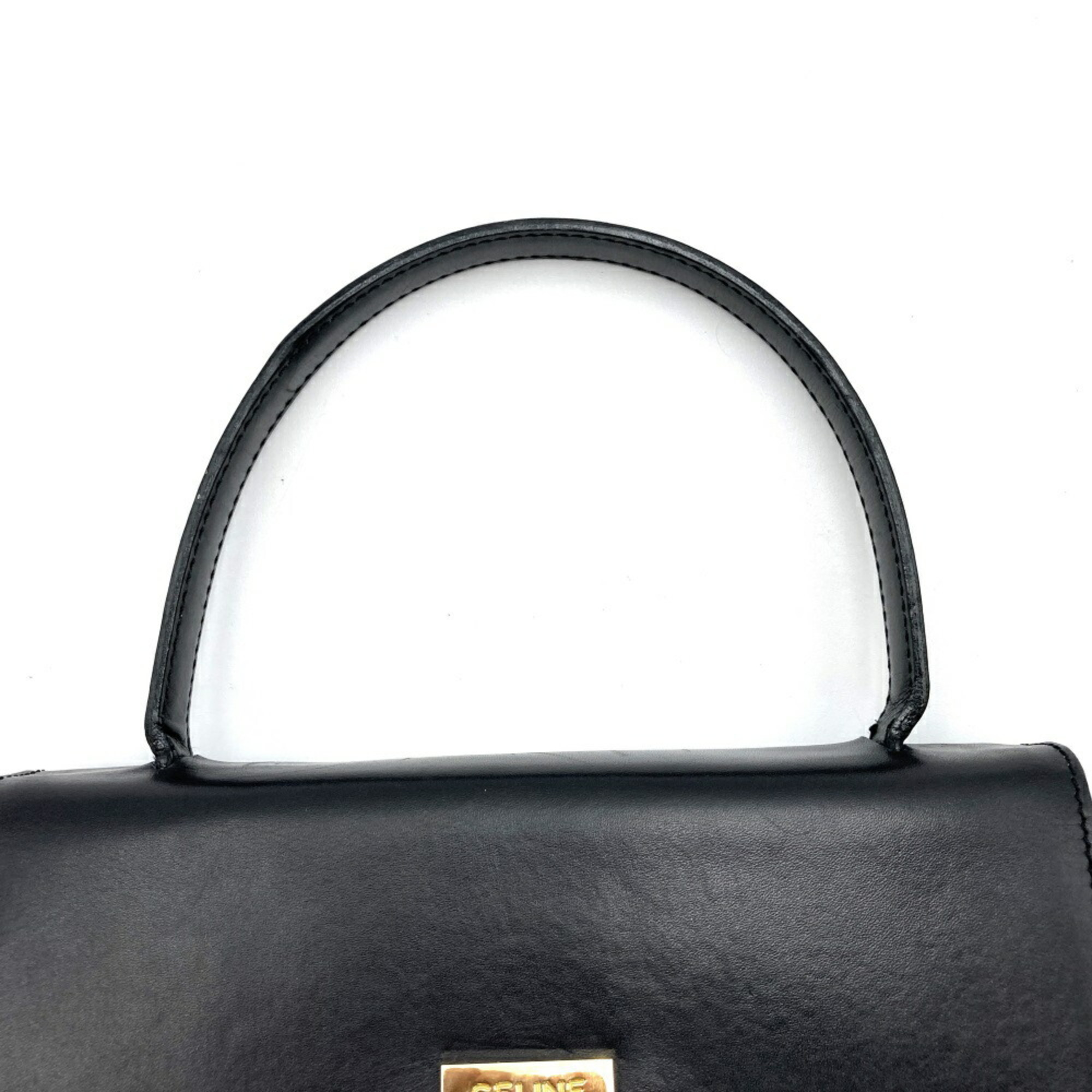 CELINE handbag leather black women's