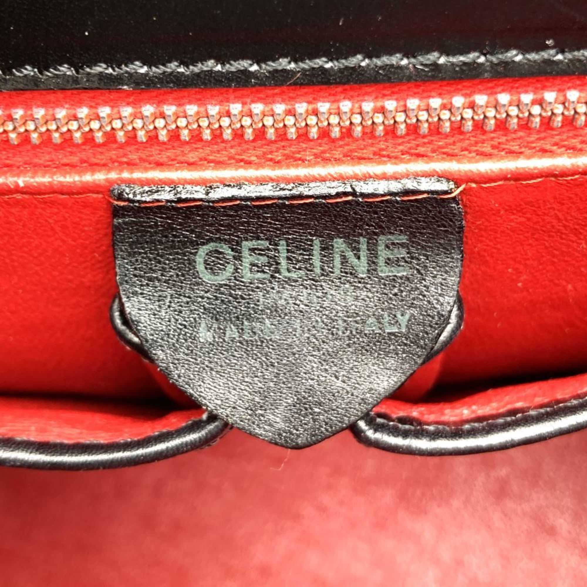 CELINE handbag leather black women's