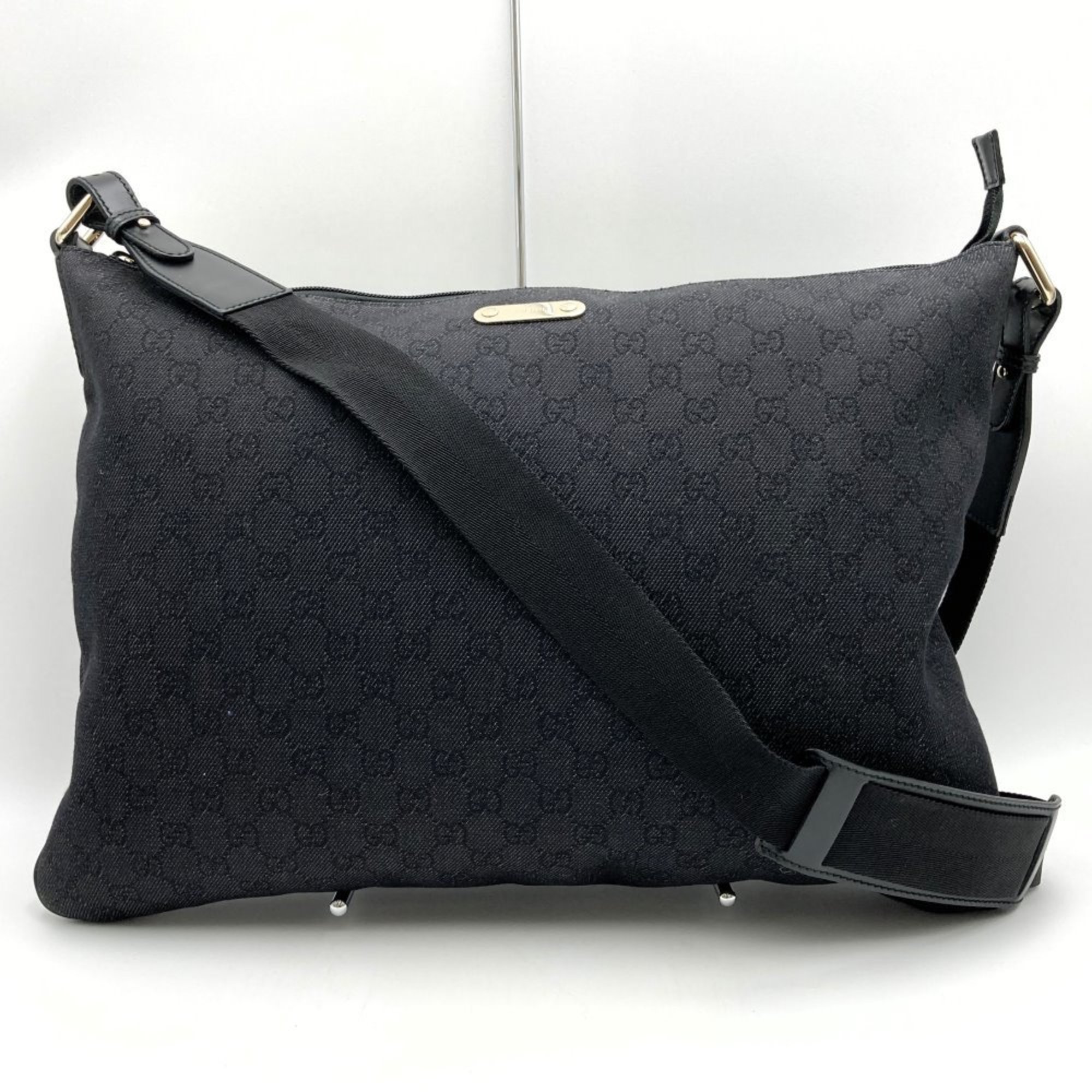 GUCCI Denim Shoulder Bag Crossbody GG Pattern Black Navy 190628 Men's Women's ITCV6EP08ZRC