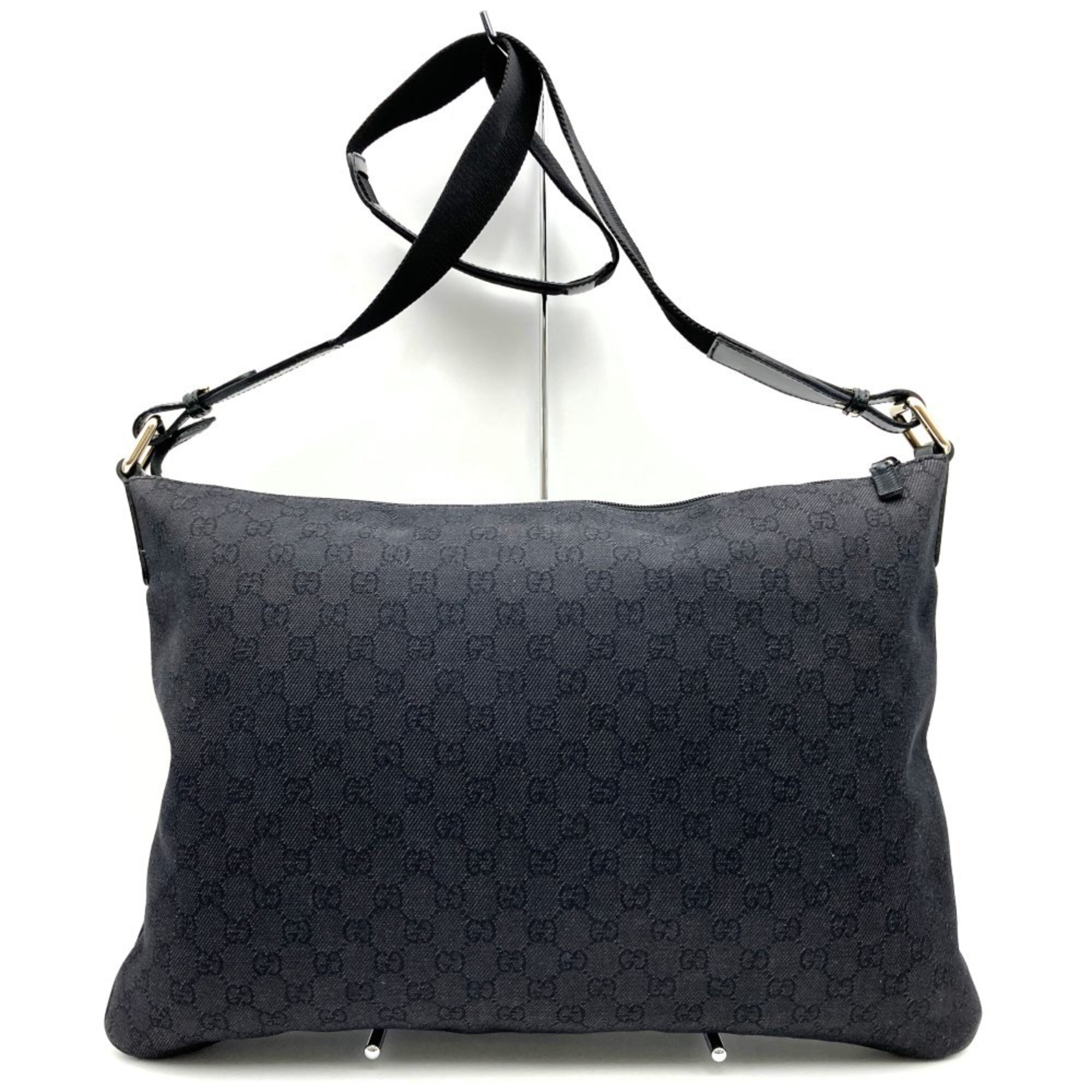 GUCCI Denim Shoulder Bag Crossbody GG Pattern Black Navy 190628 Men's Women's ITCV6EP08ZRC