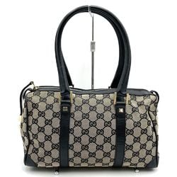 GUCCI Boston bag, handbag, GG canvas x leather, black, 000.0851, women's