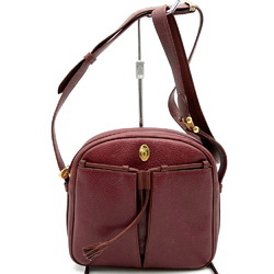 CARTIER Shoulder Bag Must Line Leather Wine Red Bordeaux Women's