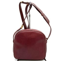 CARTIER Shoulder Bag Must Line Leather Wine Red Bordeaux Women's