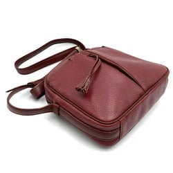 CARTIER Shoulder Bag Must Line Leather Wine Red Bordeaux Women's