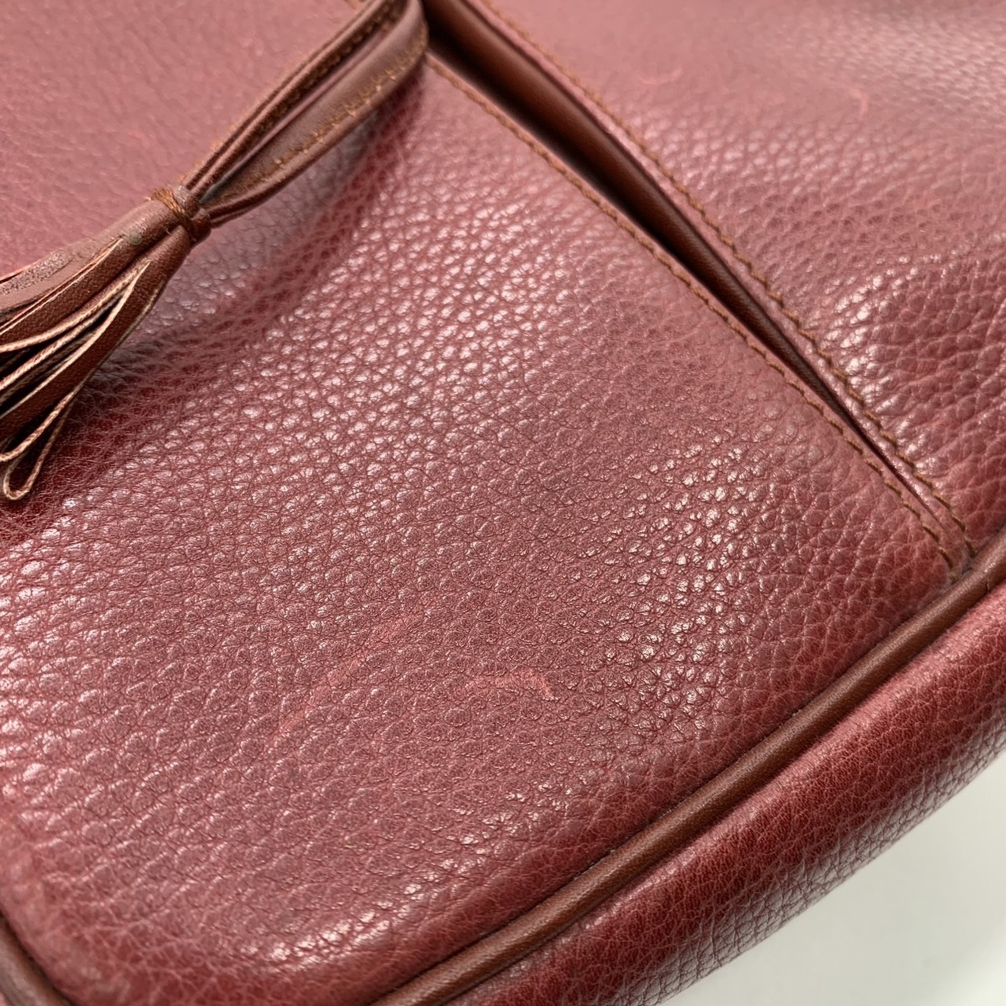 CARTIER Shoulder Bag Must Line Leather Wine Red Bordeaux Women's