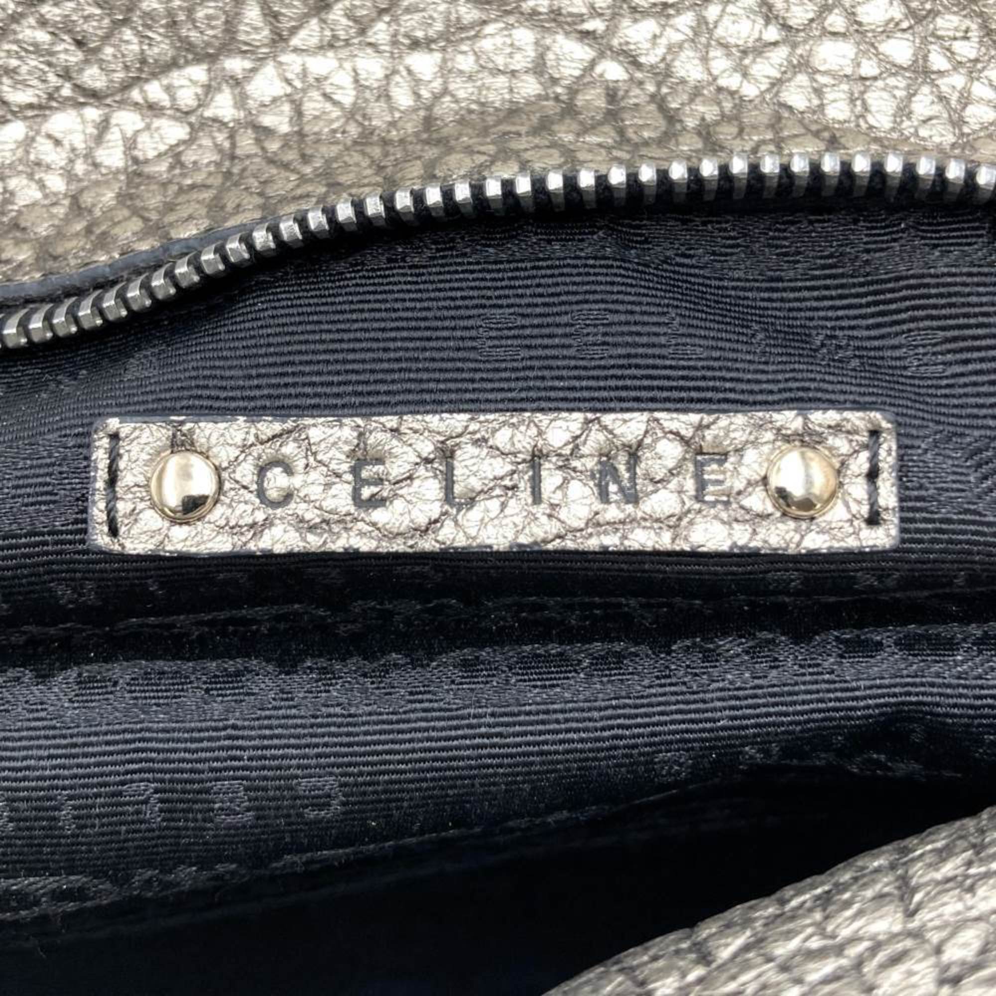 CELINE Bittersweet Handbag Leather Silver Metallic 160663 Women's