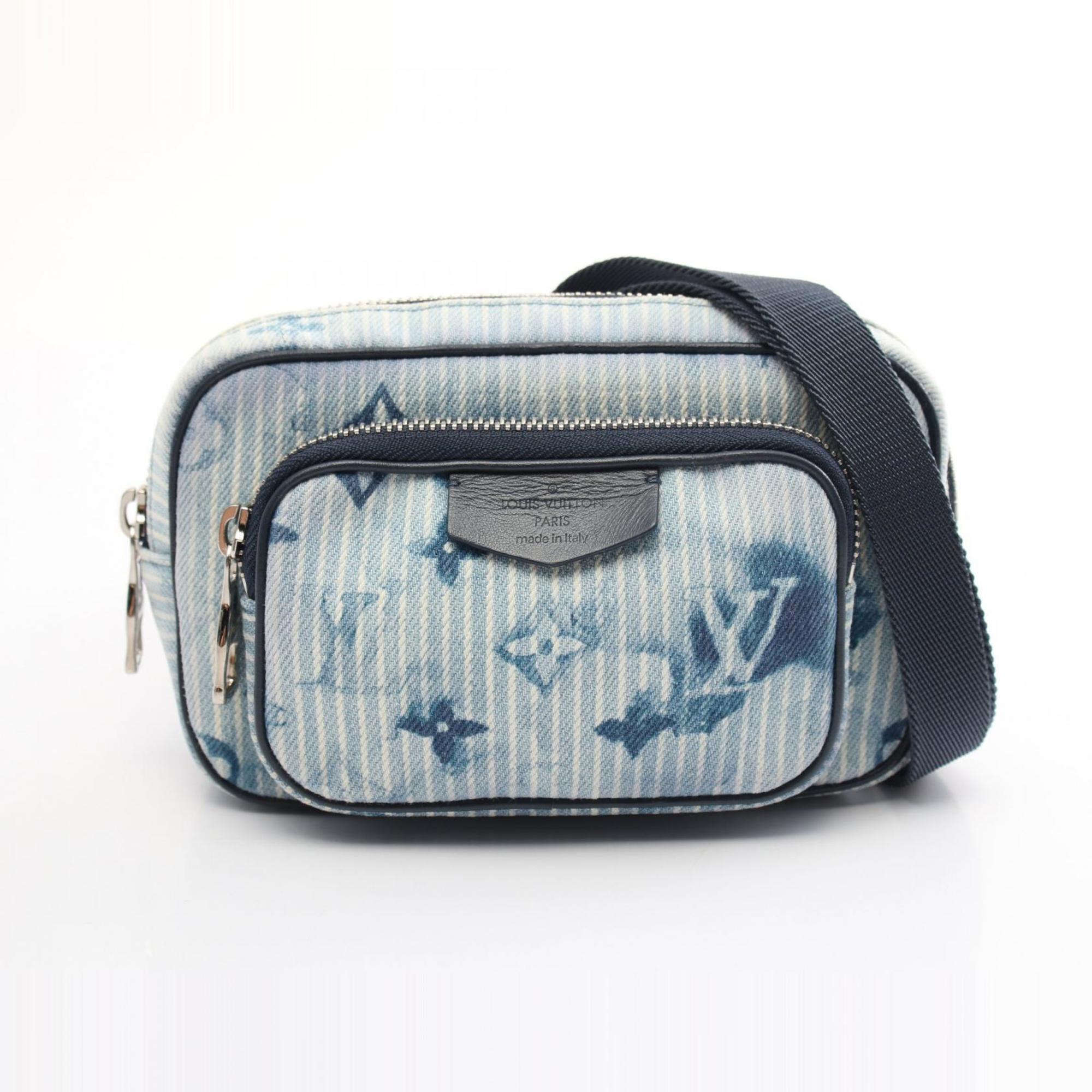 LOUIS VUITTON Outdoor Pochette Hickory Stripe Watercolor Summer Collection Waist Bag Body Canvas Leather Men's Blue Navy M80462