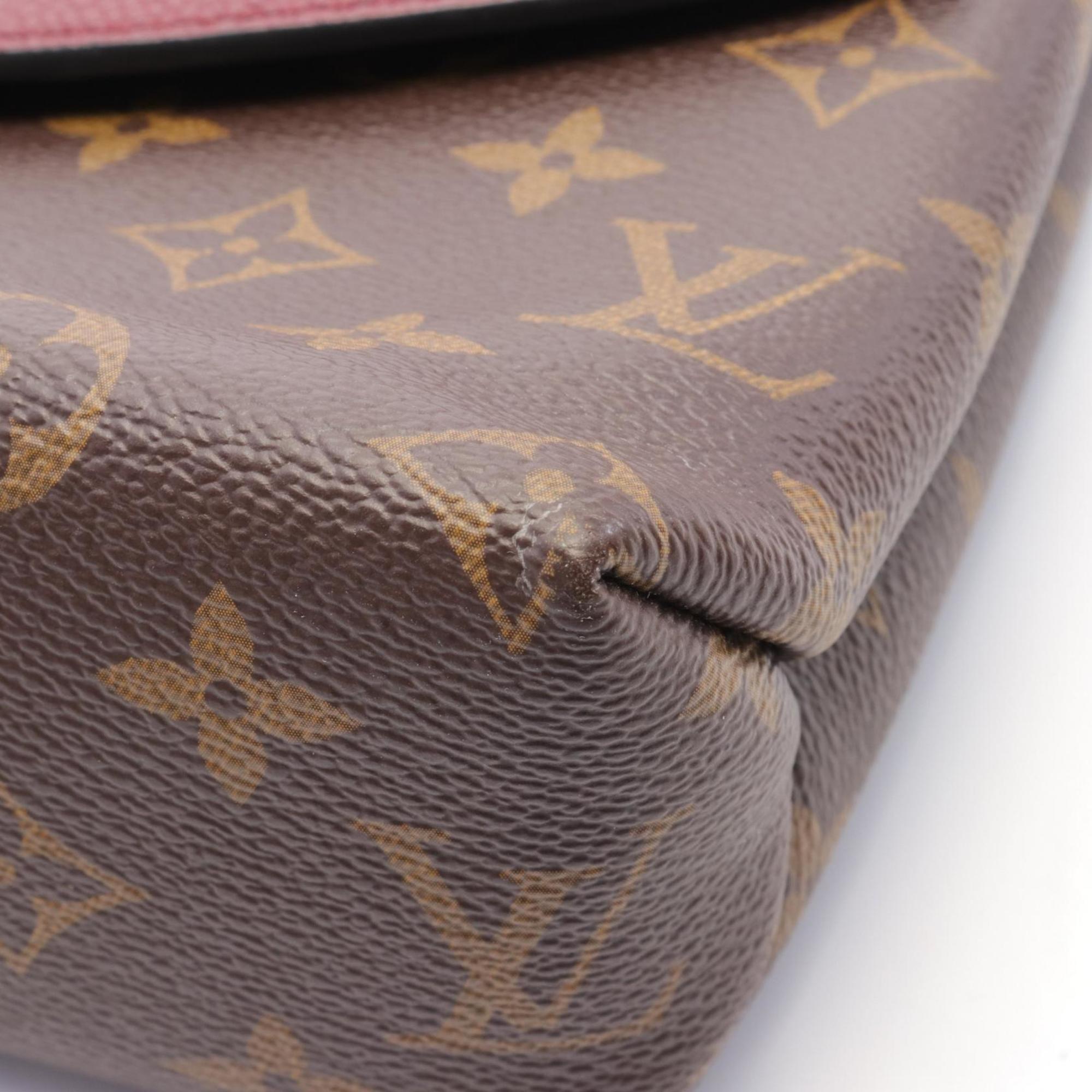 Louis Vuitton Saint Placide Shoulder Bag, Coated Canvas, Leather, Monogram, Women's, Brown, Bordeaux, M43715