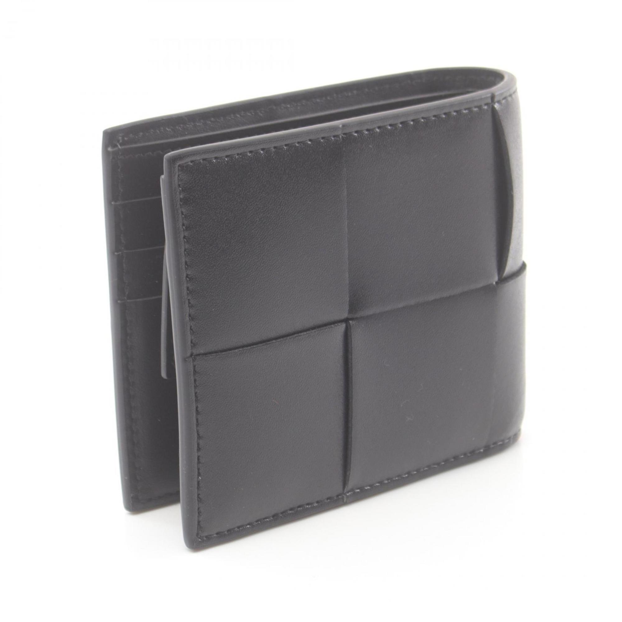 BOTTEGA VENETA Maxi Intrecciato Bi-fold Wallet Leather Men's Black 649605V47V18803