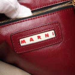 MARNI MUSEO Eco-fur Tote Bag Leather Faux Fur Women's Bordeaux Black SHMP0058Q0