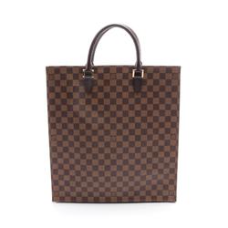 Louis Vuitton Sac Plat Tote Bag, Coated Canvas, Leather, Damier, Women's, Brown, N51140