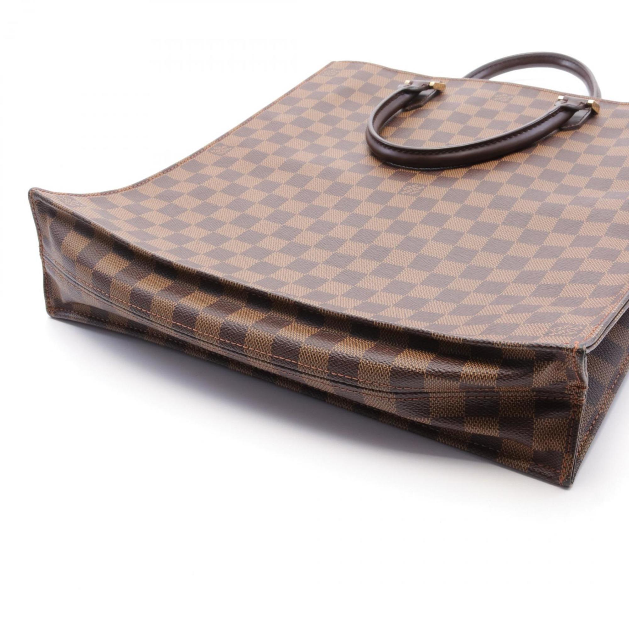 Louis Vuitton Sac Plat Tote Bag, Coated Canvas, Leather, Damier, Women's, Brown, N51140