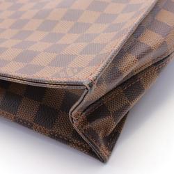 Louis Vuitton Sac Plat Tote Bag, Coated Canvas, Leather, Damier, Women's, Brown, N51140