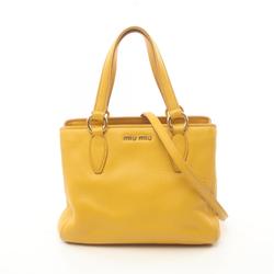 Miu Miu Miu VITELLO CARIBU Handbag Bag Leather Women's Yellow RN0757