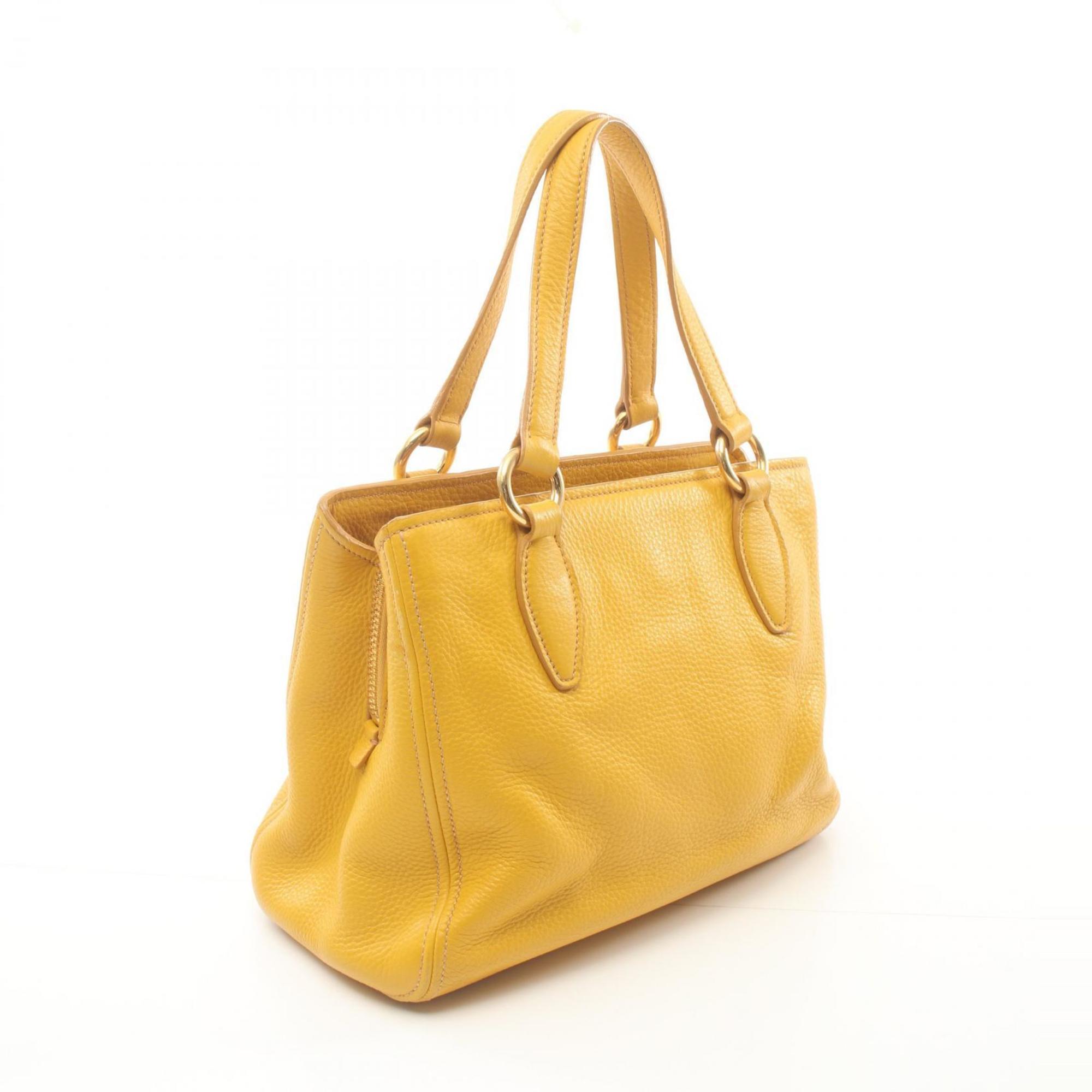 Miu Miu Miu VITELLO CARIBU Handbag Bag Leather Women's Yellow RN0757