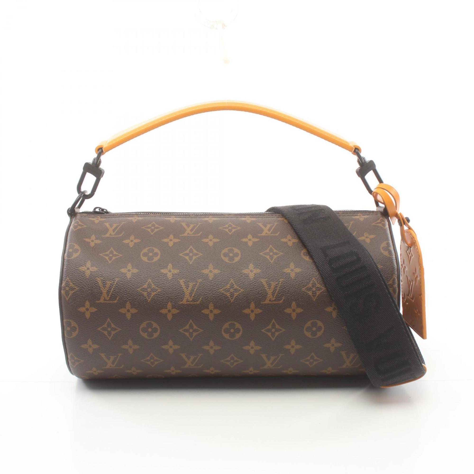 LOUIS VUITTON Soft Polochon MM Handbag Bag Coated Canvas Leather Women's Brown Orange M46691