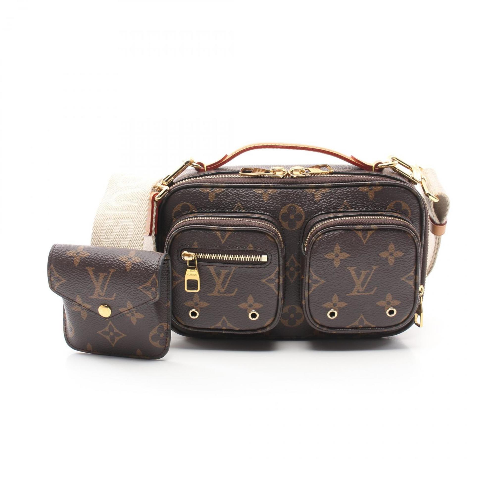 Louis Vuitton Utility Crossbody Monogram Shoulder Bag Coated Canvas Leather Women's Brown M80446