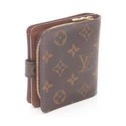 Louis Vuitton LOUIS VUITTON Compact Zip Bi-fold Wallet Coated Canvas Monogram Women's Brown M61667