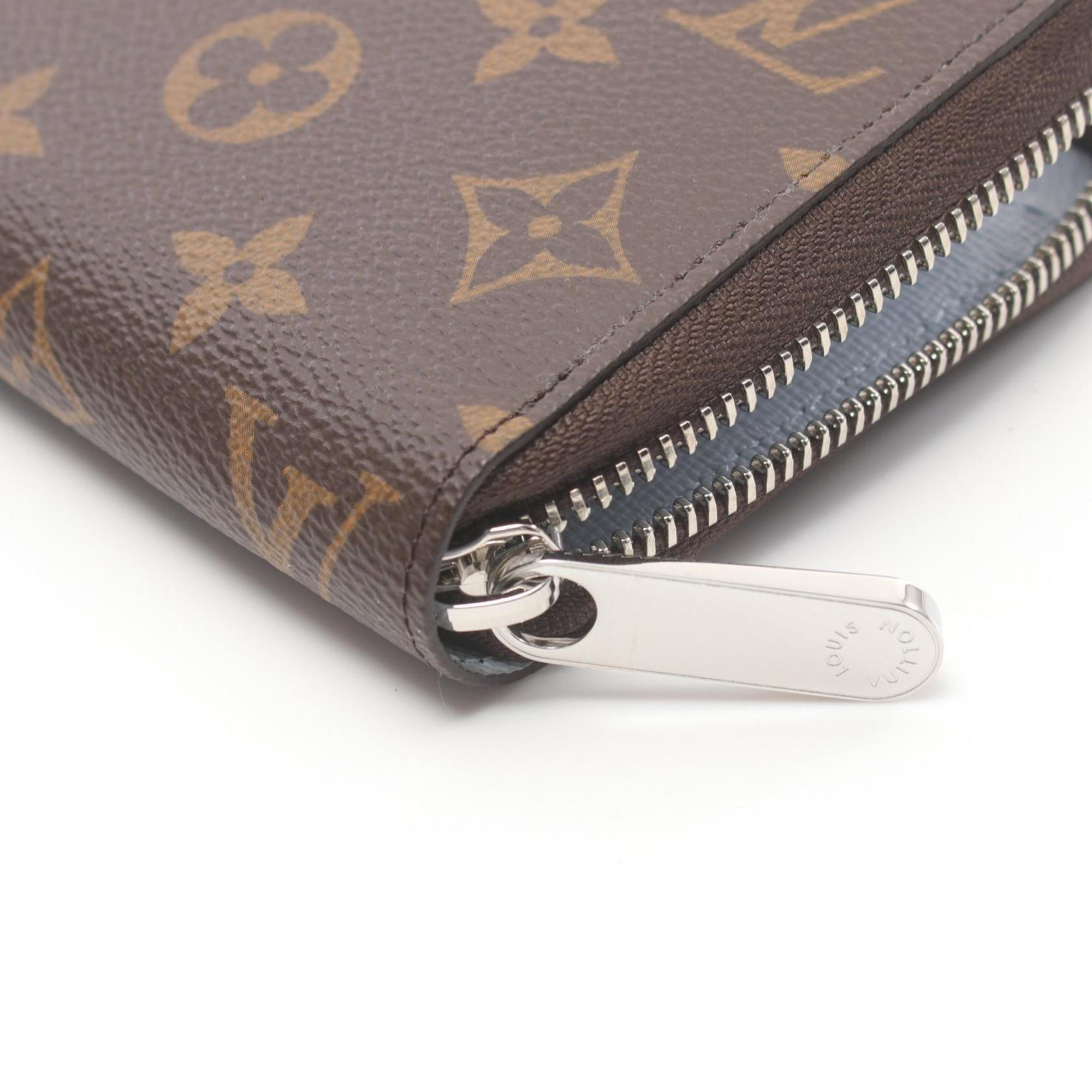 Louis Vuitton LOUIS VUITTON Zippy Wallet Washed Blue Round Long Coated Canvas Monogram Women's Brown M11776