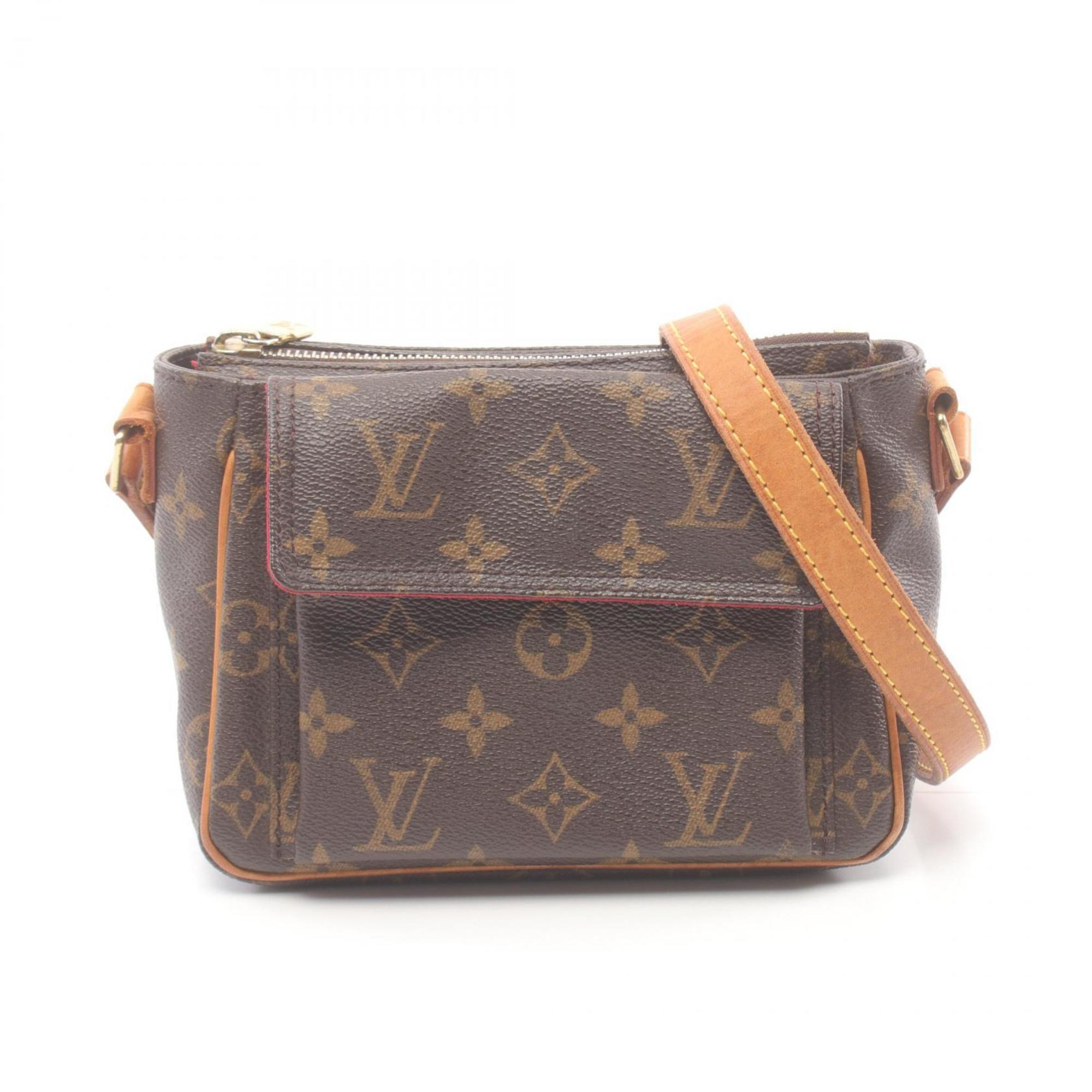 Louis Vuitton Vivacite PM Shoulder Bag, Coated Canvas, Leather, Monogram, Women's, Brown, M51165