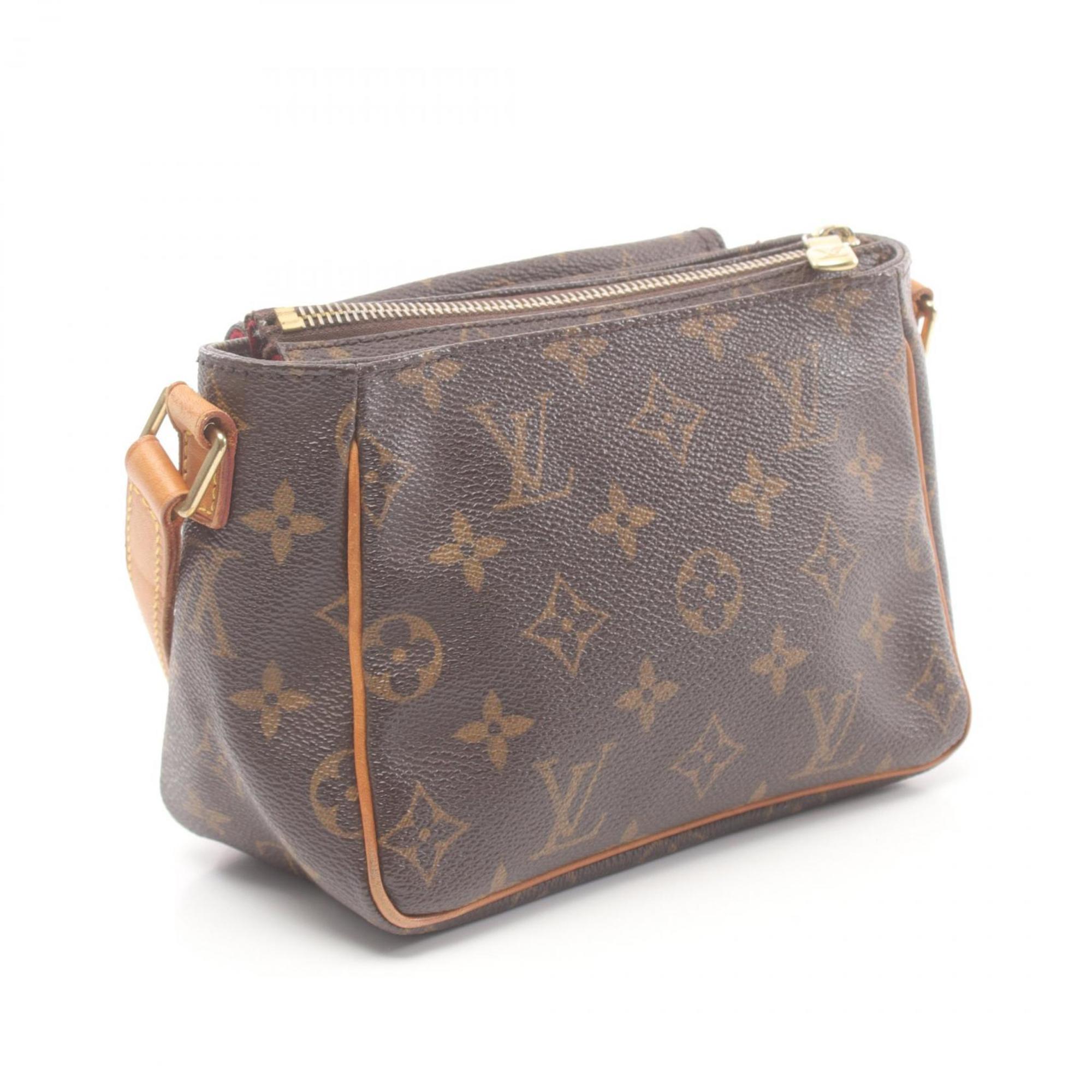 Louis Vuitton Vivacite PM Shoulder Bag, Coated Canvas, Leather, Monogram, Women's, Brown, M51165