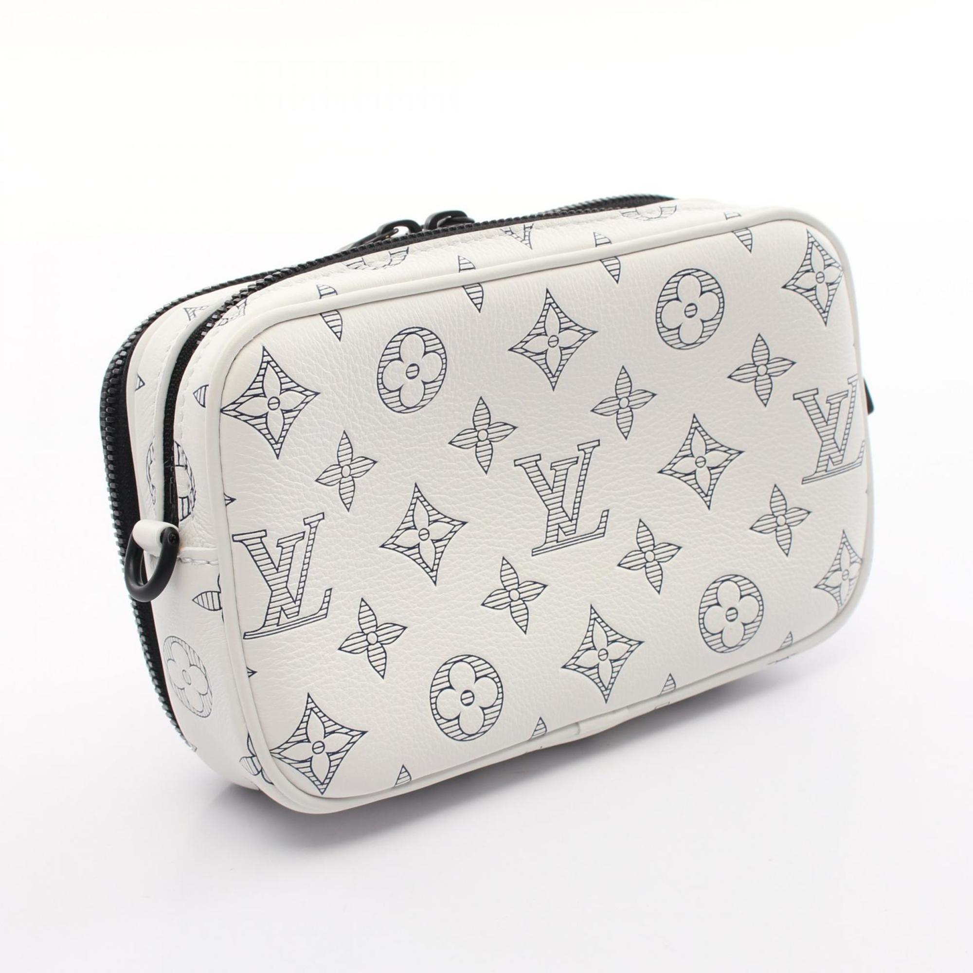 LOUIS VUITTON Alpha Wearable Wallet NV Shoulder Bag Leather Monogram Shadow Men's White M83383