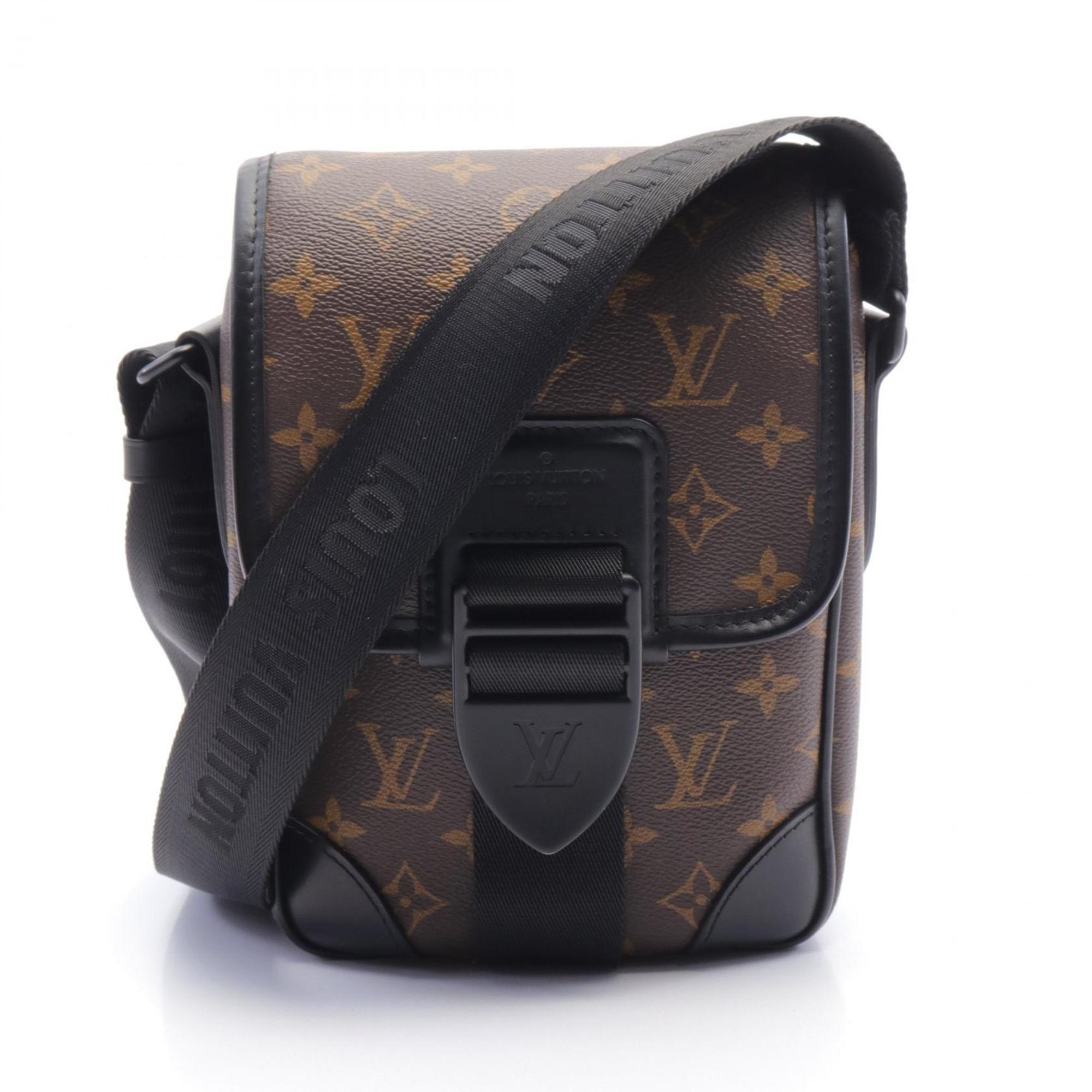 Louis Vuitton Archie Shoulder Bag, Coated Canvas, Leather, Monogram, Men's, Brown, Black, M46442