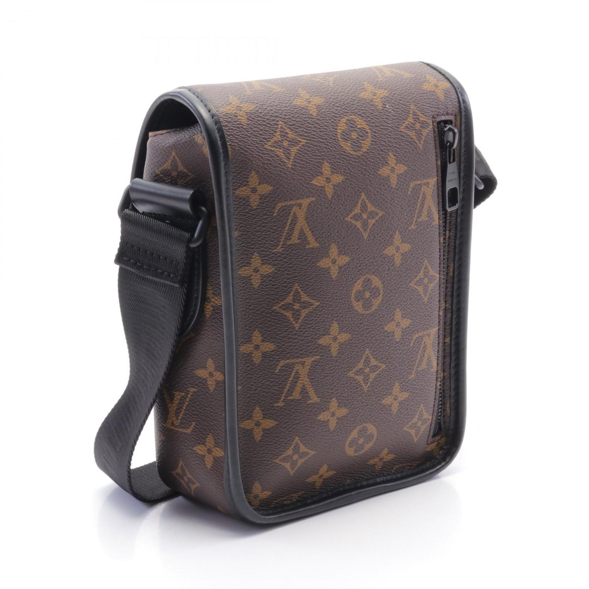 Louis Vuitton Archie Shoulder Bag, Coated Canvas, Leather, Monogram, Men's, Brown, Black, M46442