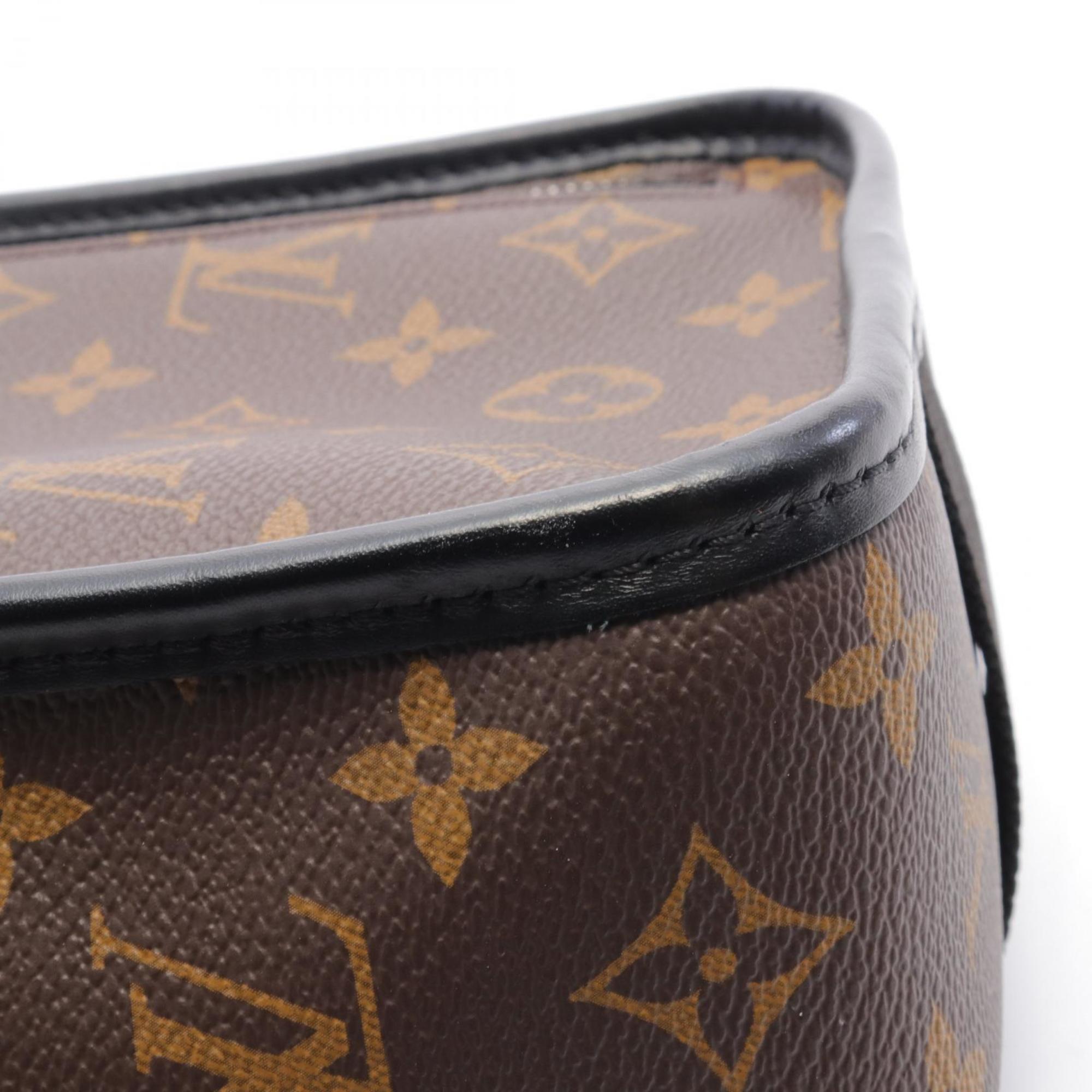 Louis Vuitton Archie Shoulder Bag, Coated Canvas, Leather, Monogram, Men's, Brown, Black, M46442