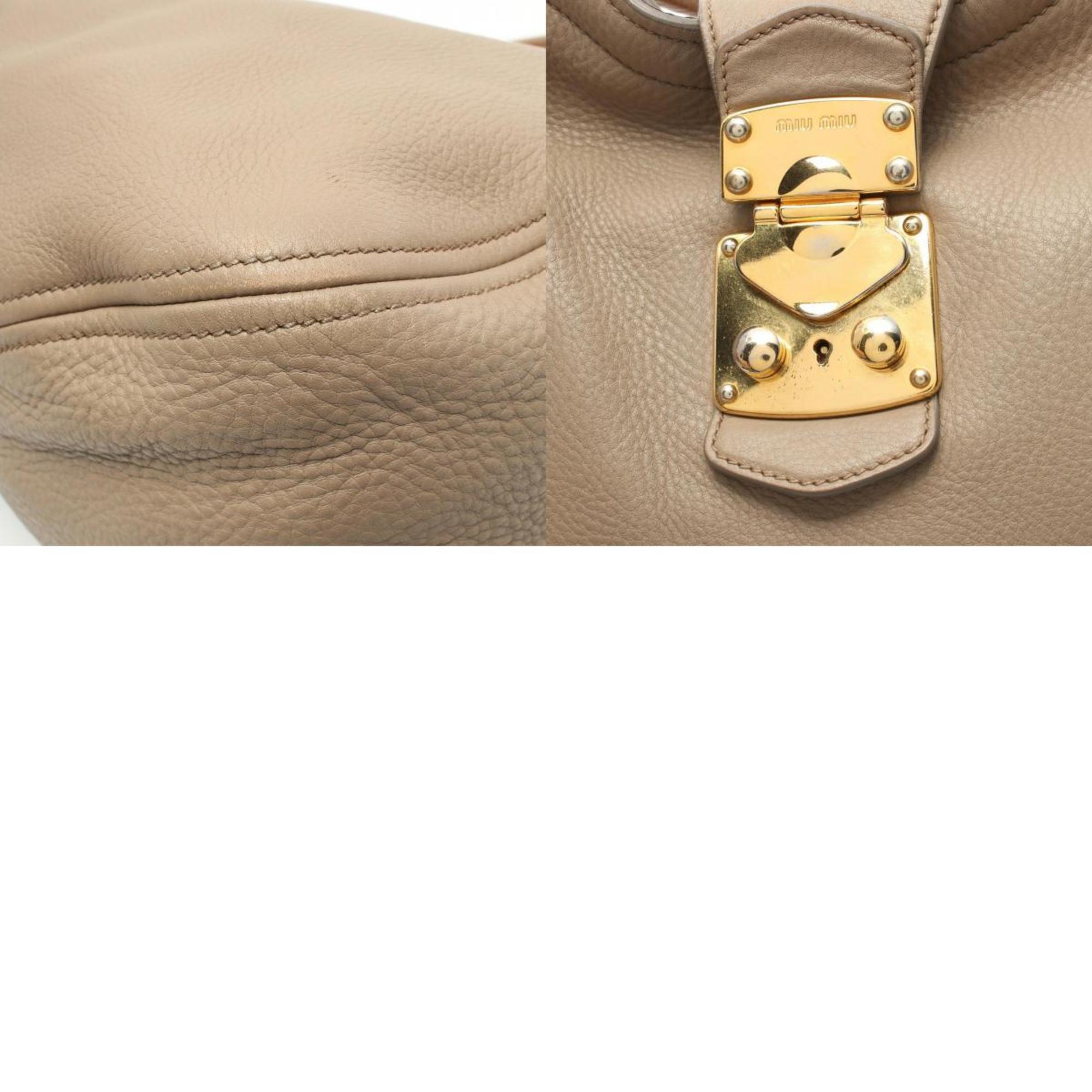 Miu Miu Miu Shoulder Bag Leather Women's Beige