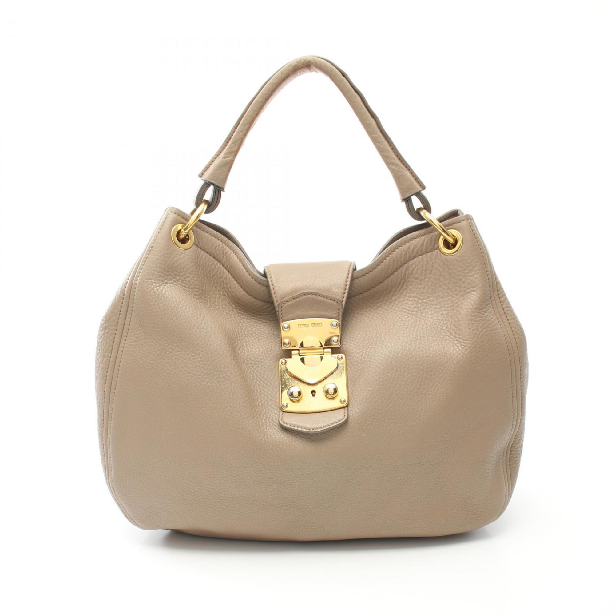 Miu Miu Miu Shoulder Bag Leather Women's Beige