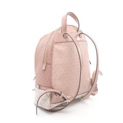 Michael Kors RHEA ZIP MK Signature Rucksack Backpack Bag Coated Canvas Leather Women's Pink White Multicolor 30S0GEZB2V