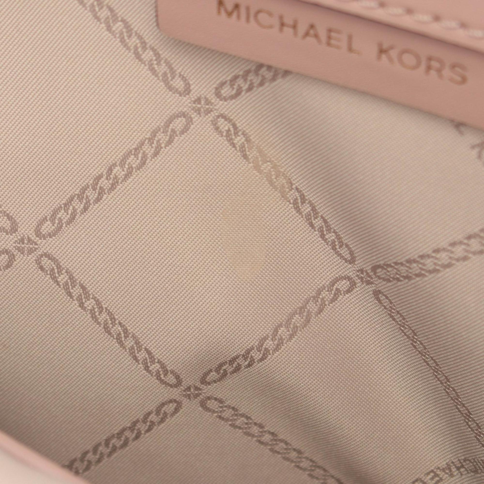 Michael Kors RHEA ZIP MK Signature Rucksack Backpack Bag Coated Canvas Leather Women's Pink White Multicolor 30S0GEZB2V