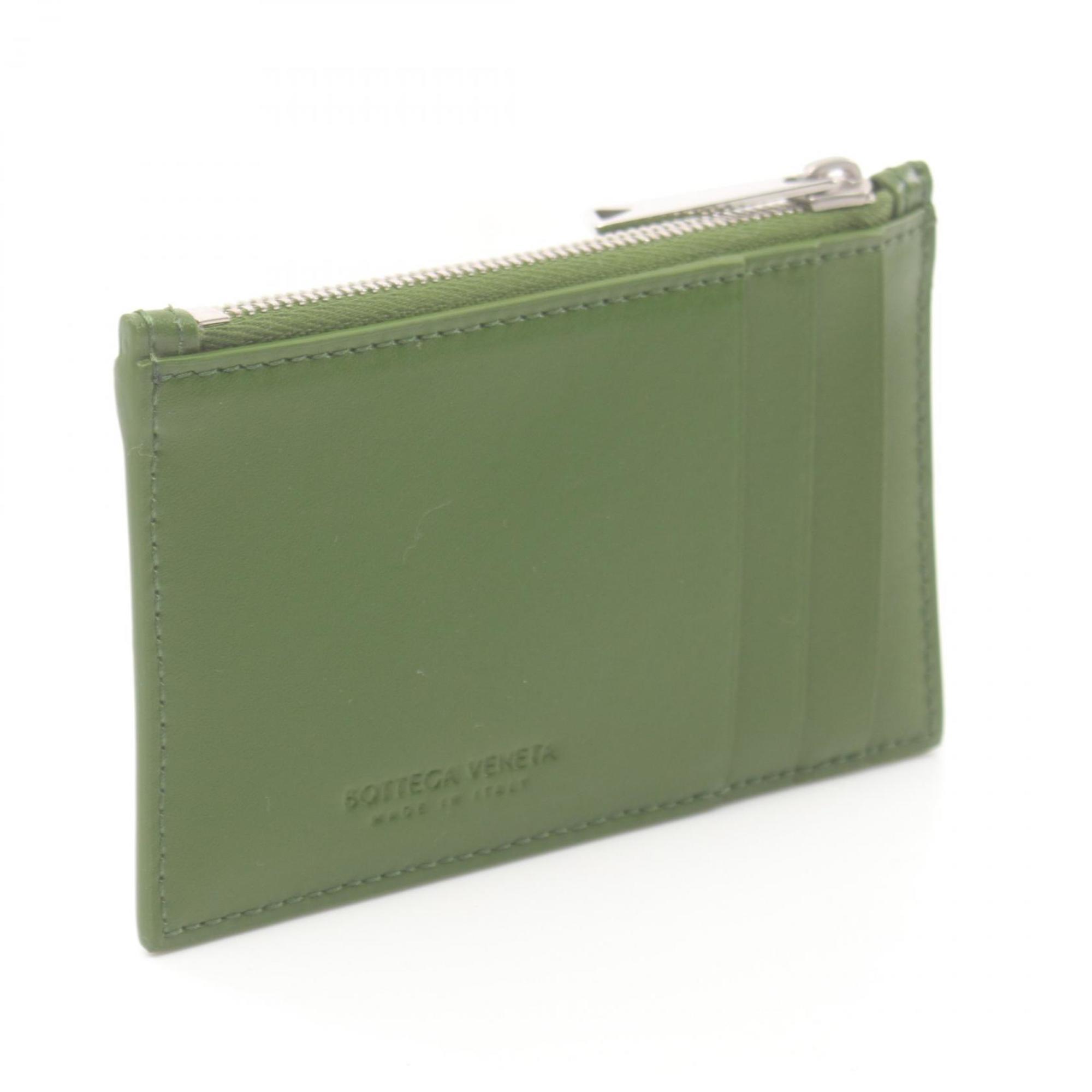 BOTTEGA VENETA Cassette Business Card Holder/Card Case Leather Women's Green 679843