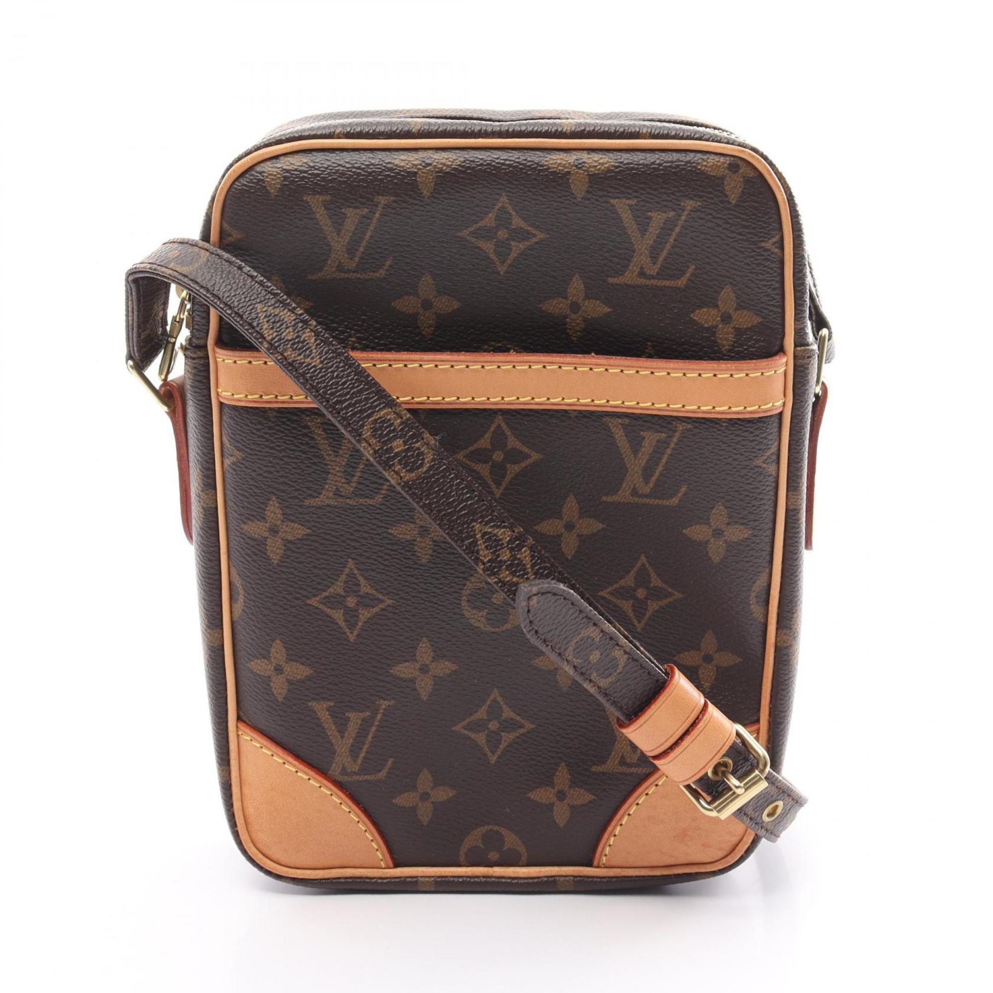 Louis Vuitton Danube Shoulder Bag, Coated Canvas, Leather, Monogram, Women's, Brown, M45266