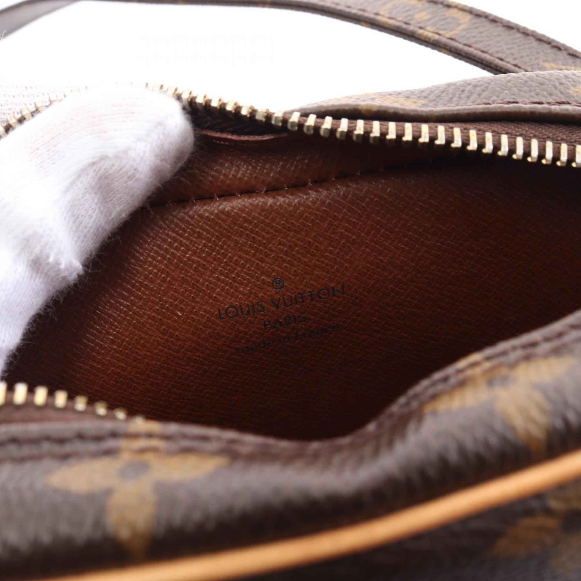 Louis Vuitton Danube Shoulder Bag, Coated Canvas, Leather, Monogram, Women's, Brown, M45266