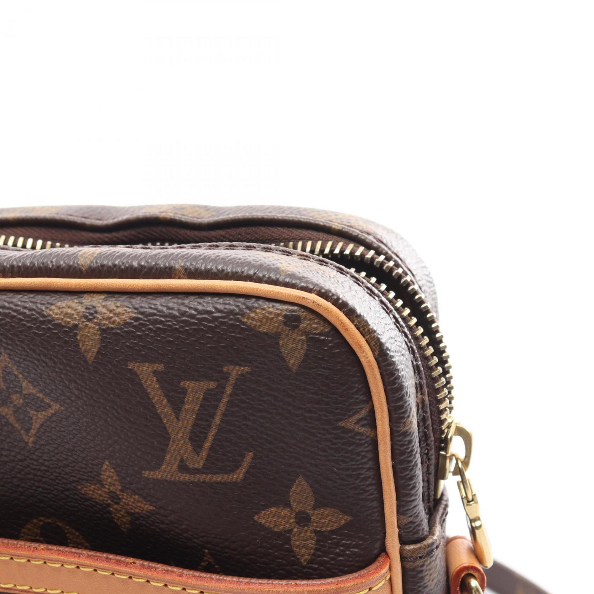 Louis Vuitton Danube Shoulder Bag, Coated Canvas, Leather, Monogram, Women's, Brown, M45266