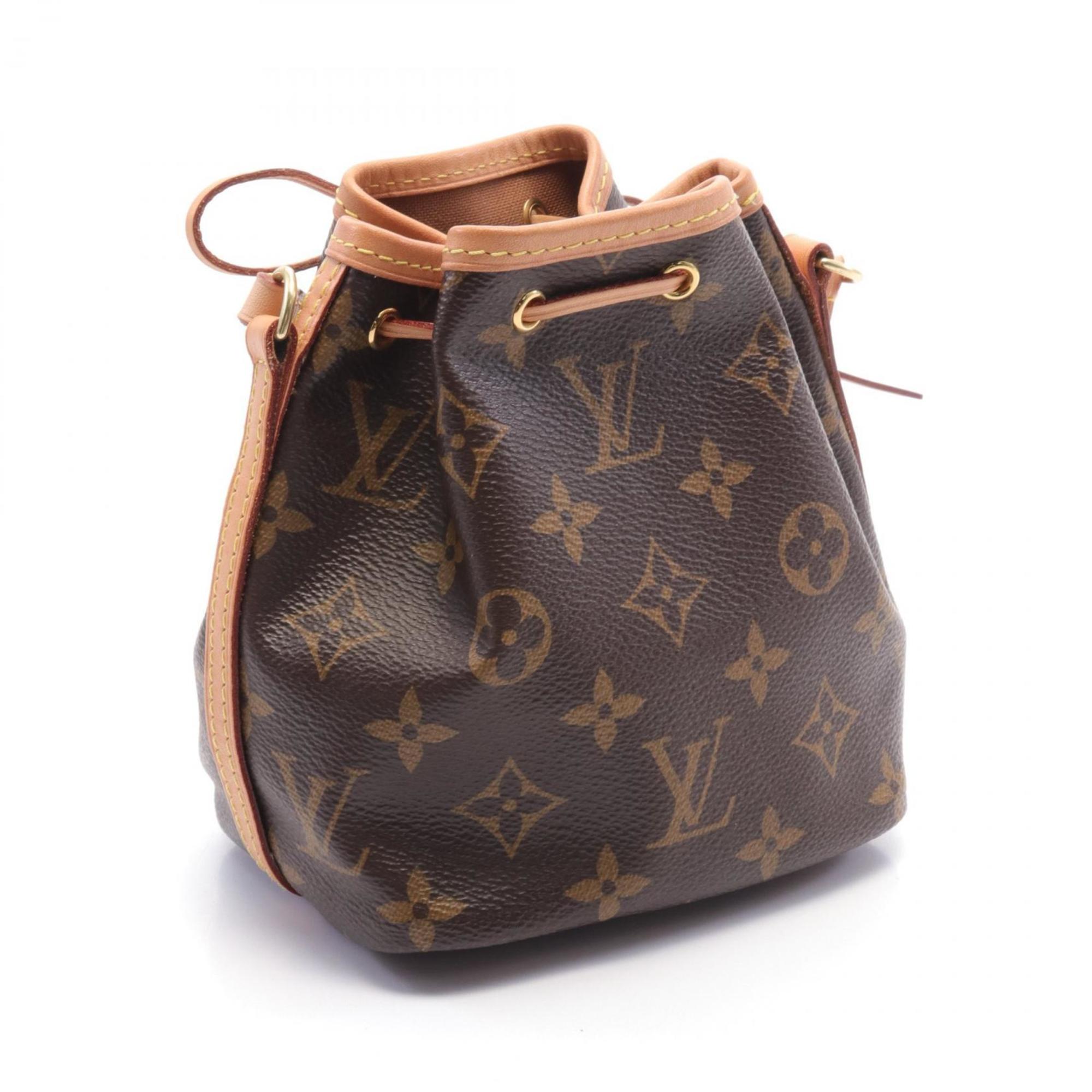 Louis Vuitton Nano Noe Shoulder Bag, Coated Canvas, Leather, Monogram, Women's, Brown, M41346