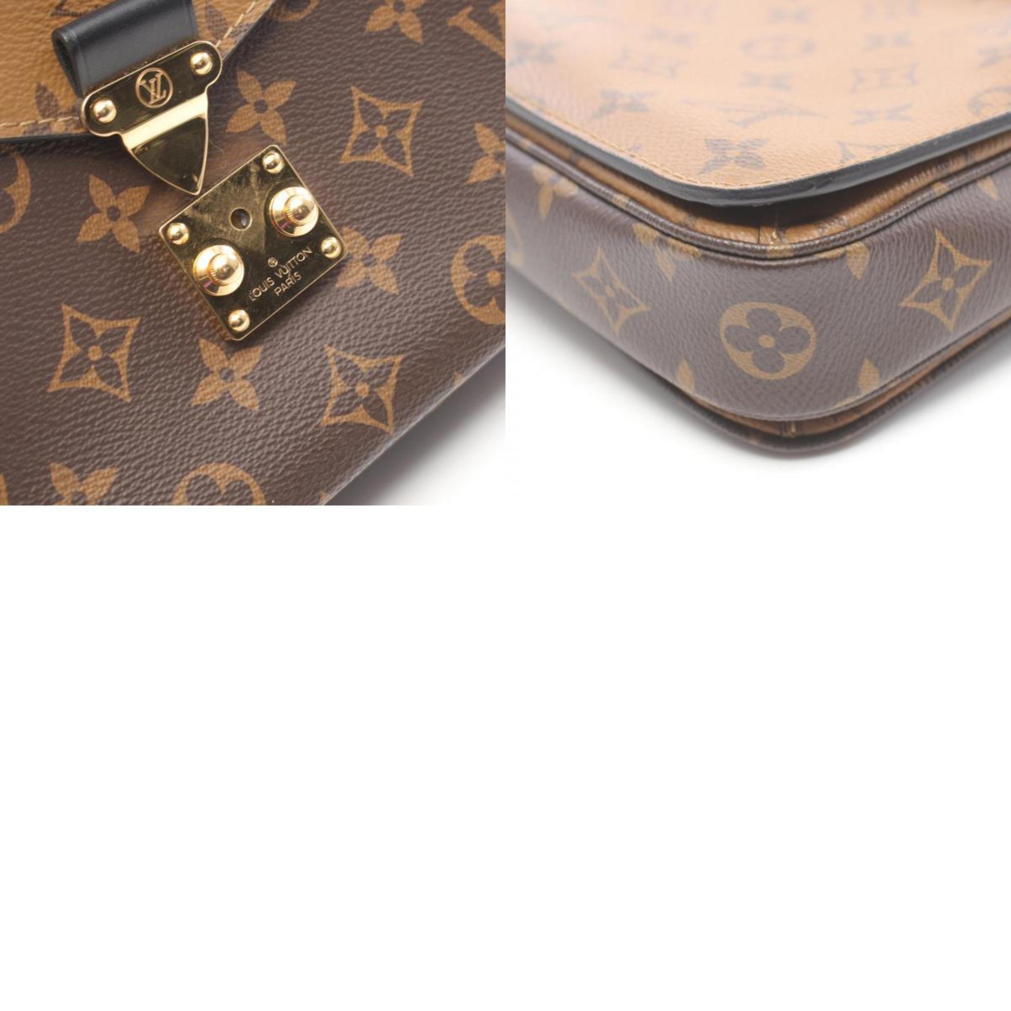 Louis Vuitton Metis MM Pochette Handbag, Coated Canvas, Leather, Monogram Reverse, Women's, Brown, Black, M44876